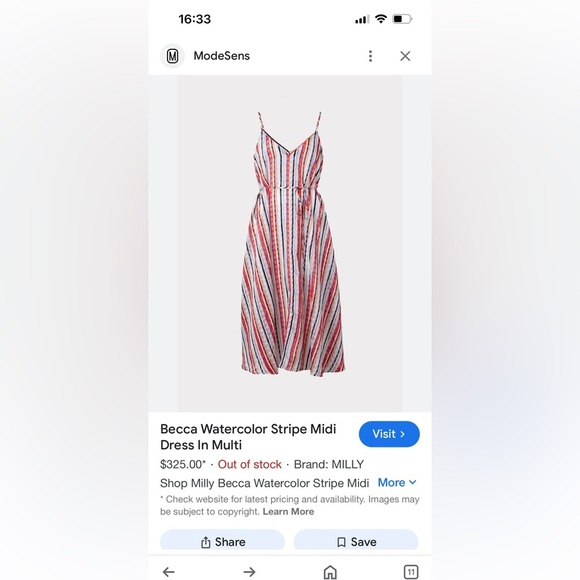 Milly Becca Watercolor Stripe Midi Dress - Picture 11 of 11